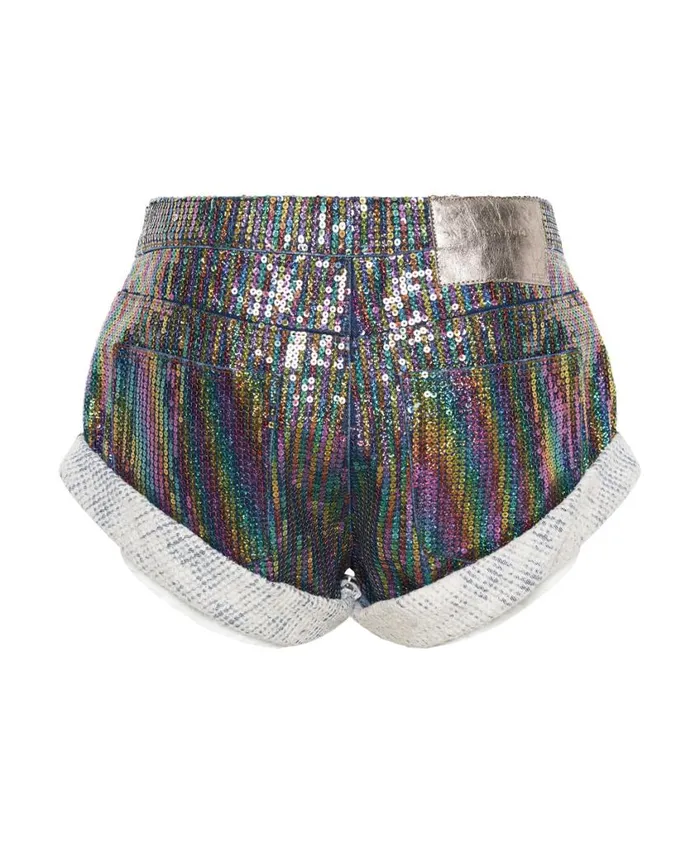 One Teaspoon Denim Shorts Women Rainbow Sequin Denim Short 8211 Bandits Low Waist