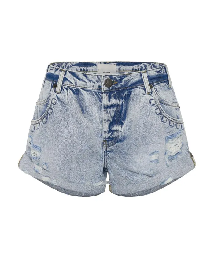 One Teaspoon Denim Shorts Women Riveted Smiths Tailored Low Waist Denim Short