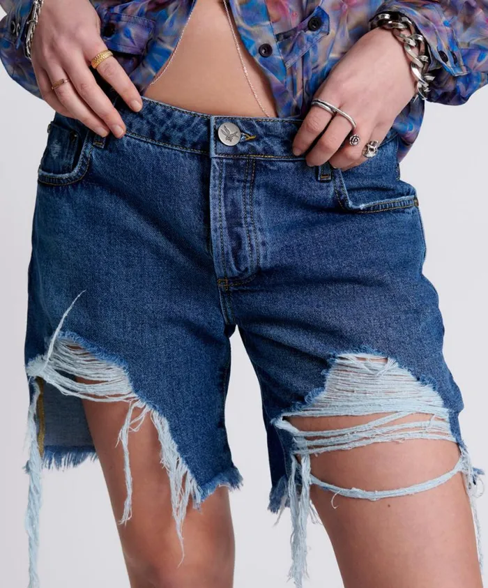 One Teaspoon Denim Shorts Women Rosewood Stevies Long Length Boyfriend Short