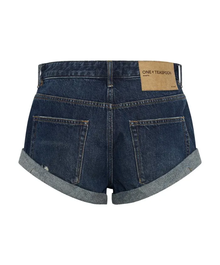 One Teaspoon Denim Shorts Women Royal Blue Bandits Low Waist Denim Short