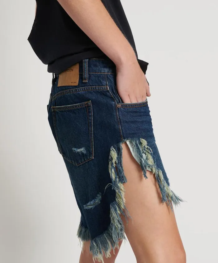 One Teaspoon Denim Shorts Women Royal Blue Frankies Long Length Denim Short
