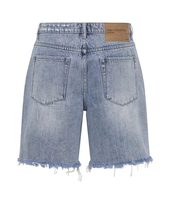 One Teaspoon Denim Shorts Women Studded Gladiator Jackson Mid Waist Wide Leg Short