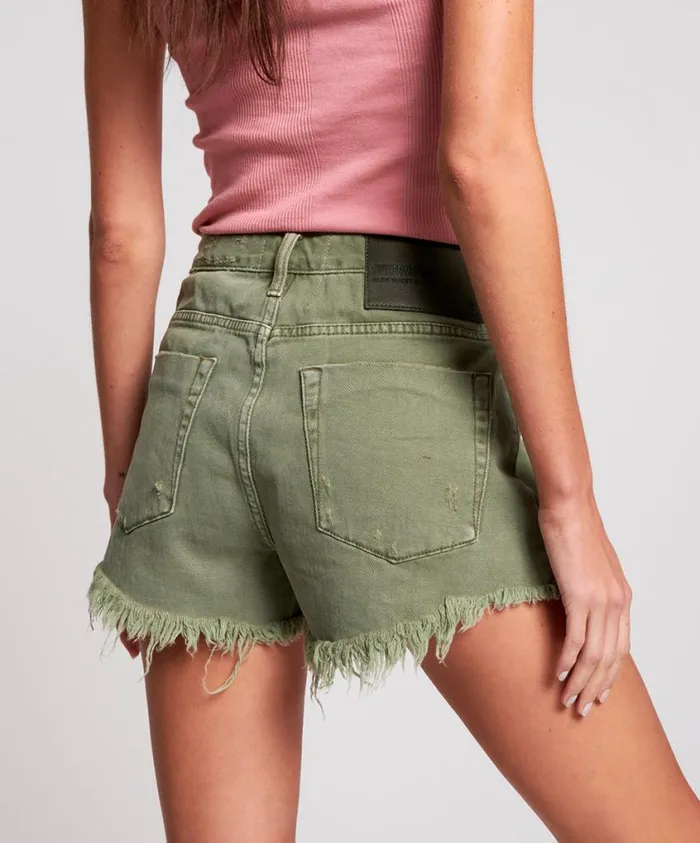 One Teaspoon Denim Shorts Women Super Khaki Bonita High Waist Denim Short