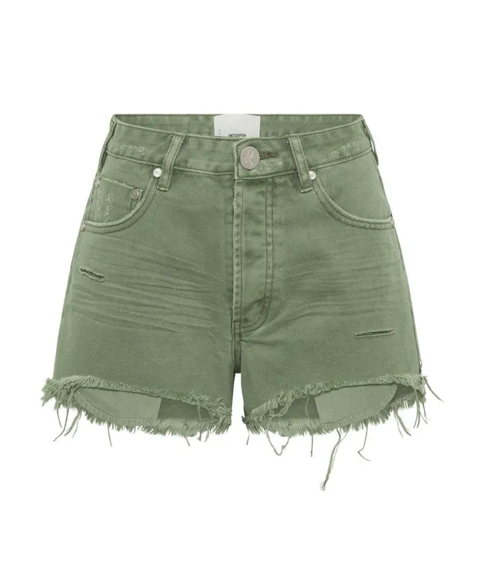 One Teaspoon Denim Shorts Women Super Khaki Bonita High Waist Denim Short