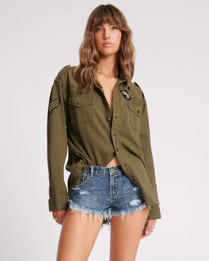 One Teaspoon Denim Shorts Women Used Blue Dukes Low Waist Denim Shorts