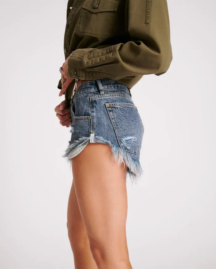 One Teaspoon Denim Shorts Women Used Blue Dukes Low Waist Denim Shorts