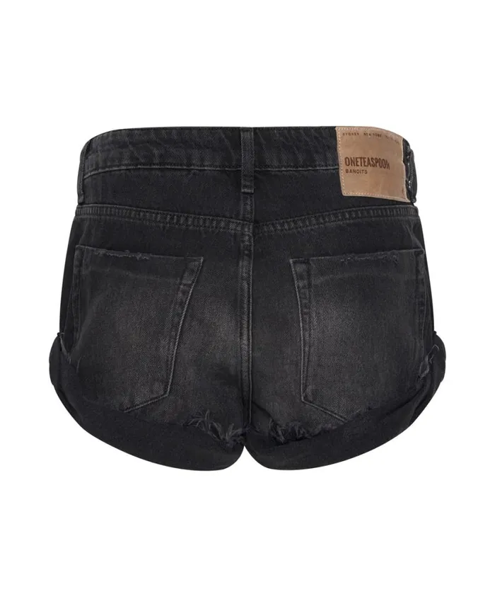One Teaspoon Denim Shorts Women Worn Black Bandit Low Waist Short