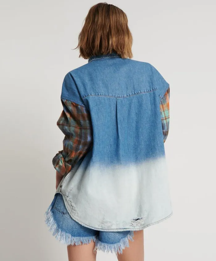 One Teaspoon Denim Tops Women Blue Womens Denim Flannel Shirt 8211 Ciao Blue Revolver