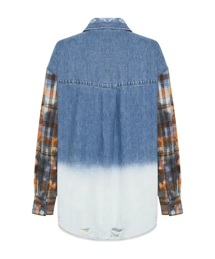 One Teaspoon Denim Tops Women Blue Womens Denim Flannel Shirt 8211 Ciao Blue Revolver