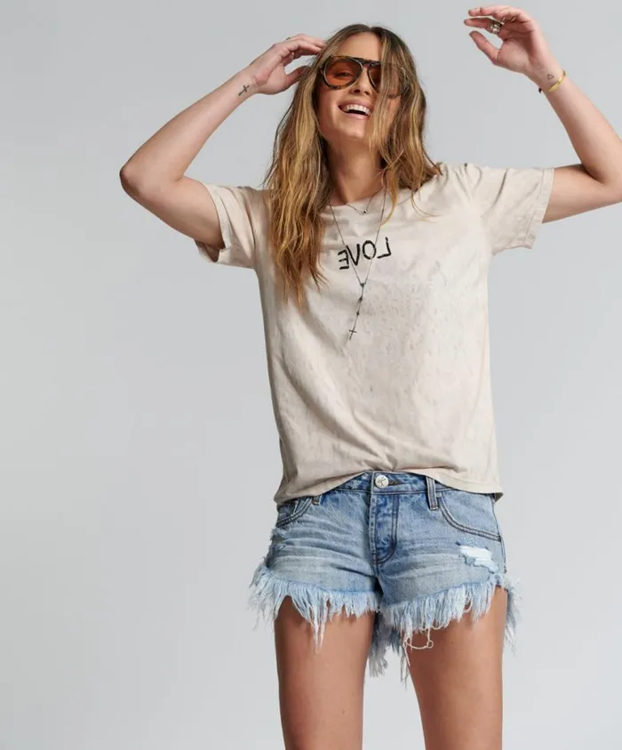 One Teaspoon Graphic Tees Women Love Stained Organic Cotton Crew Tee