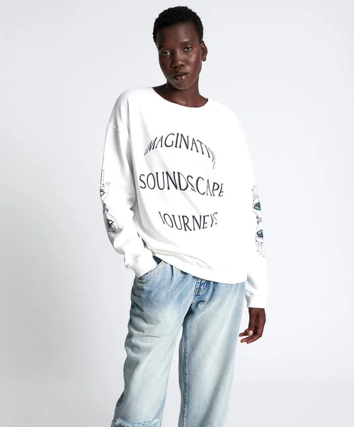 One Teaspoon Hoodies And Sweats Women Deeper Sounds Hand Of Wisdom Sweater