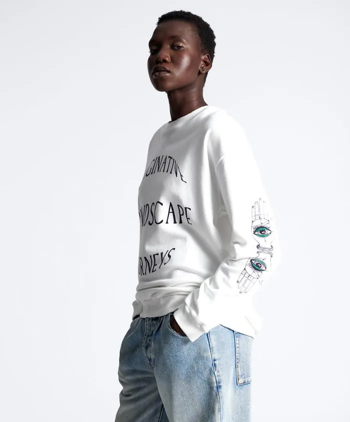 One Teaspoon Hoodies And Sweats Women Deeper Sounds Hand Of Wisdom Sweater