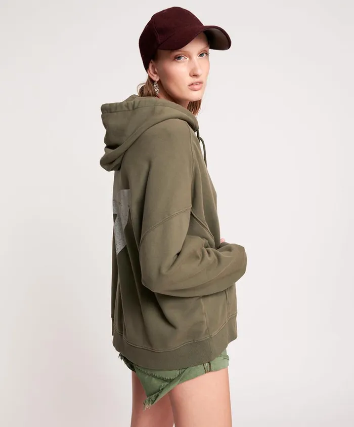 One Teaspoon Hoodies And Sweats Women Lightning Bolt Khaki Batwing Hoody