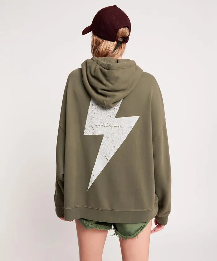 One Teaspoon Hoodies And Sweats Women Lightning Bolt Khaki Batwing Hoody