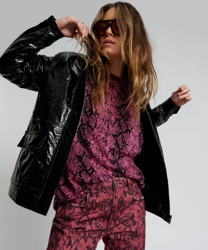 One Teaspoon Jackets Women Black Out Patent Leather Jacket