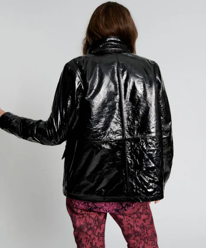 One Teaspoon Jackets Women Black Out Patent Leather Jacket