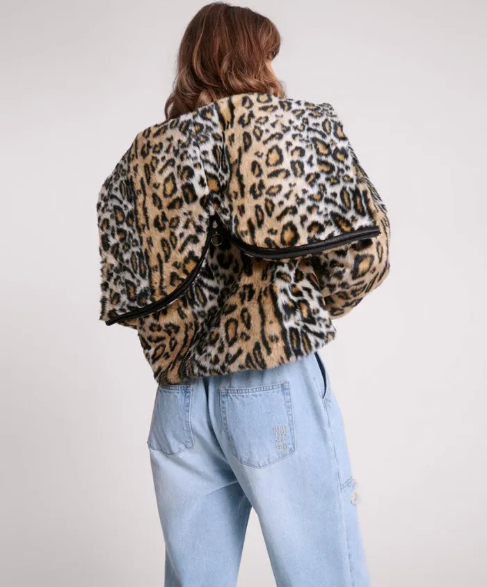 One Teaspoon Jackets Women Faux Leopard Split Hood Jacket