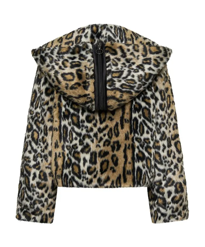 One Teaspoon Jackets Women Faux Leopard Split Hood Jacket