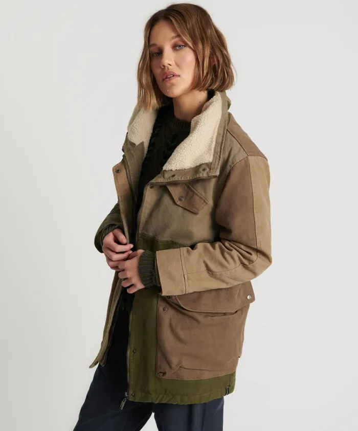 One Teaspoon Jackets Women Khaki Patchworked Defender Coat