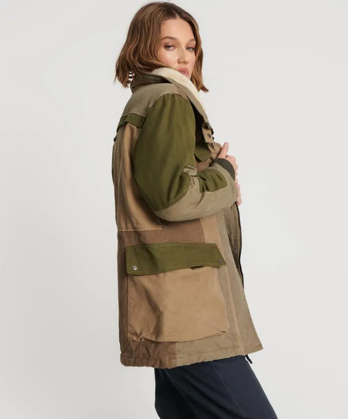One Teaspoon Jackets Women Khaki Patchworked Defender Coat