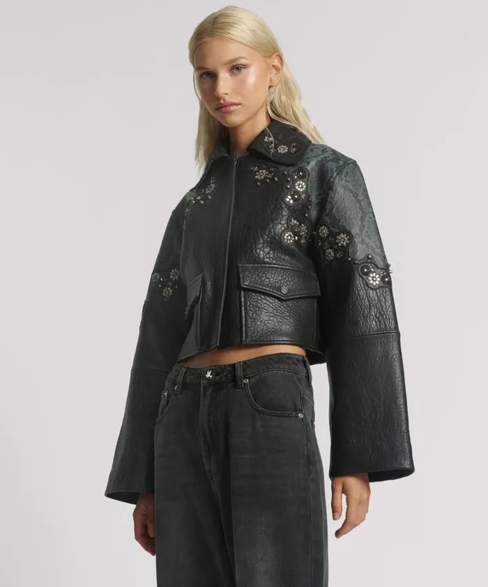 One Teaspoon Jackets Women Matador Leather Cropped Jacket