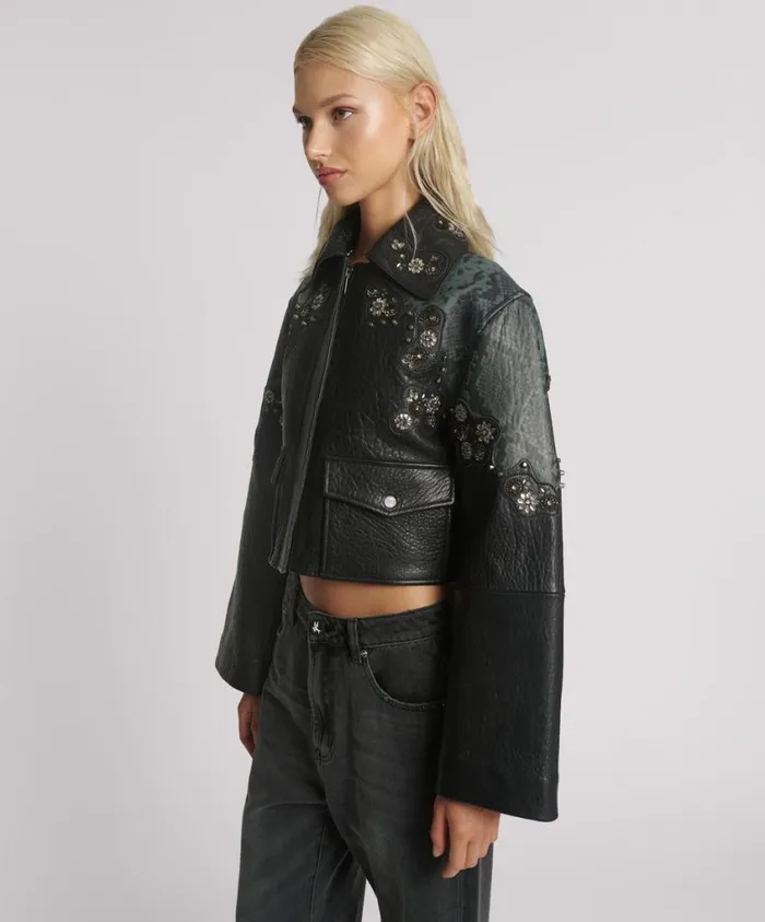 One Teaspoon Jackets Women Matador Leather Cropped Jacket