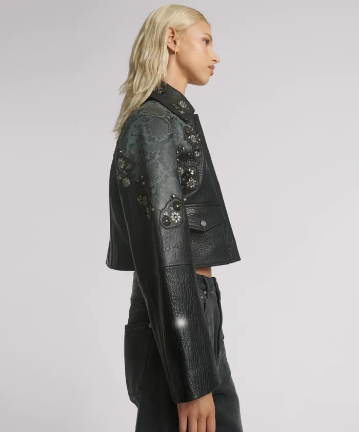 One Teaspoon Jackets Women Matador Leather Cropped Jacket