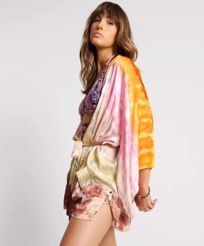 One Teaspoon Jackets Women Mirage Hand Dyed Satin Kimono