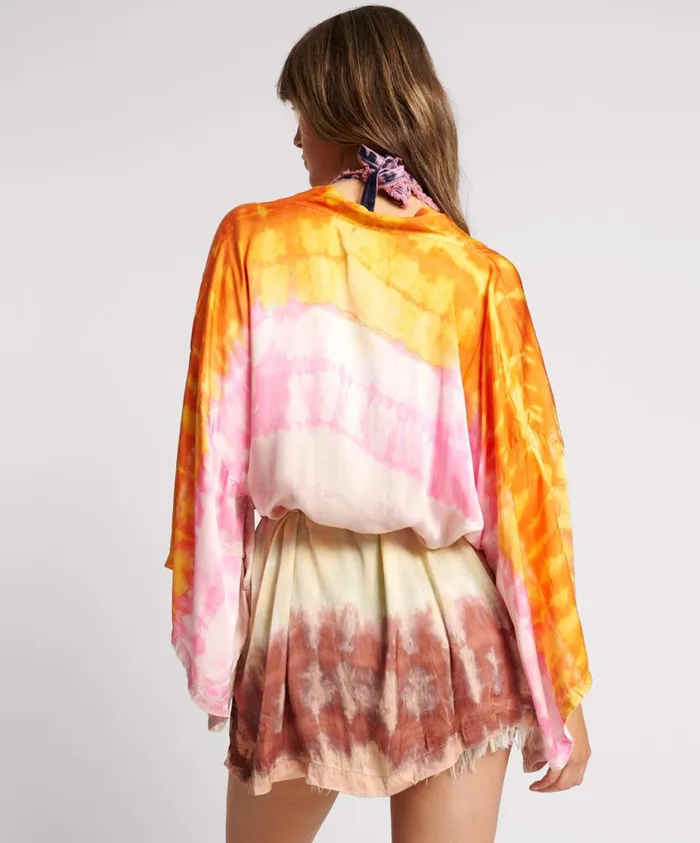 One Teaspoon Jackets Women Mirage Hand Dyed Satin Kimono