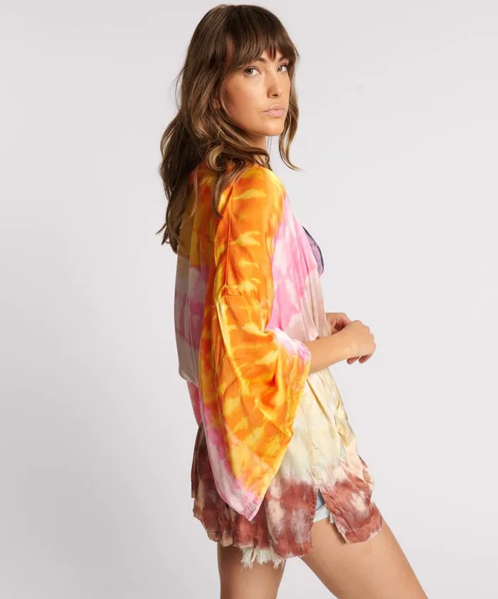 One Teaspoon Jackets Women Mirage Hand Dyed Satin Kimono
