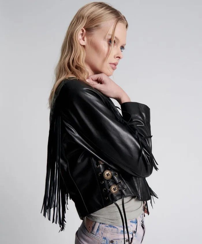 One Teaspoon Jackets Women Wanderer Fringed Leather Jacket