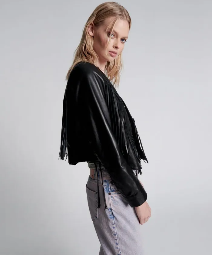 One Teaspoon Jackets Women Wanderer Fringed Leather Jacket