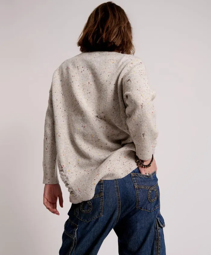 One Teaspoon Knitwear Women Distressed Fisherman Knit Sweater White