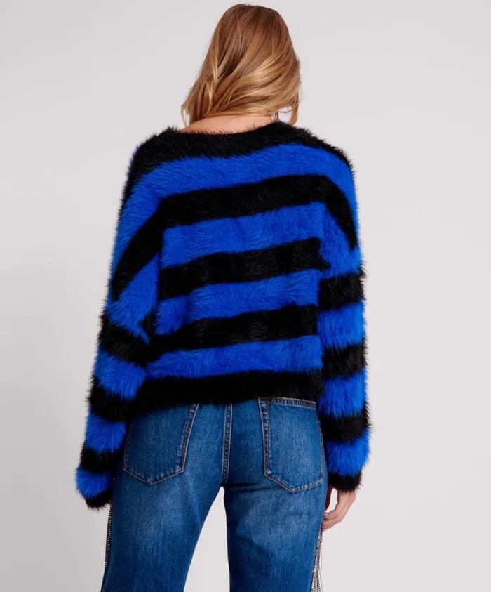 One Teaspoon Knitwear Women Kruger Stripe Fluffy Crop Knit Sweater