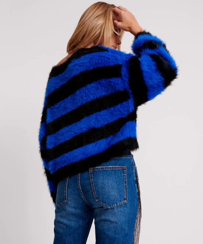 One Teaspoon Knitwear Women Kruger Stripe Fluffy Crop Knit Sweater