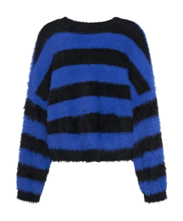 One Teaspoon Knitwear Women Kruger Stripe Fluffy Crop Knit Sweater