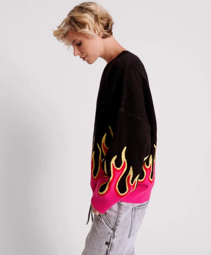 One Teaspoon Knitwear Women On Fire Intarsia Sweater Fire Sweater USA