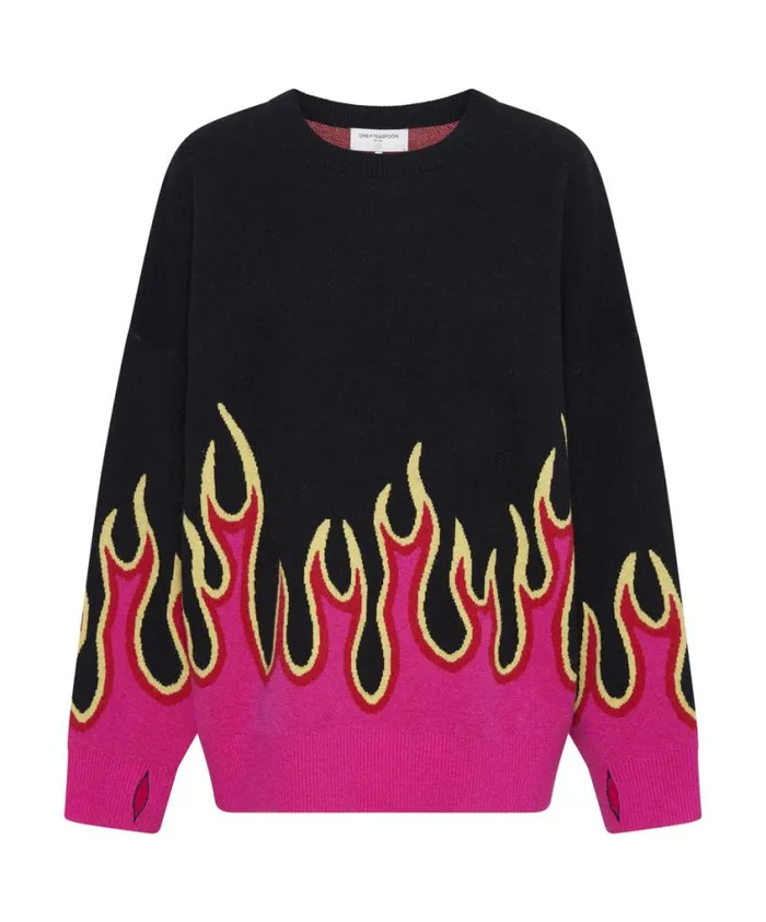 One Teaspoon Knitwear Women On Fire Intarsia Sweater Fire Sweater USA