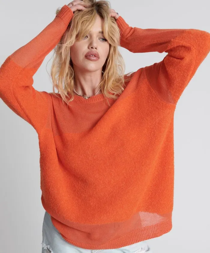 One Teaspoon Knitwear Women Shattered Crew Knit Sweater Orange