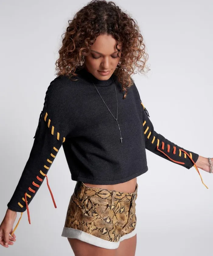 One Teaspoon Knitwear Women Stitched Up Crop Knit Sweater
