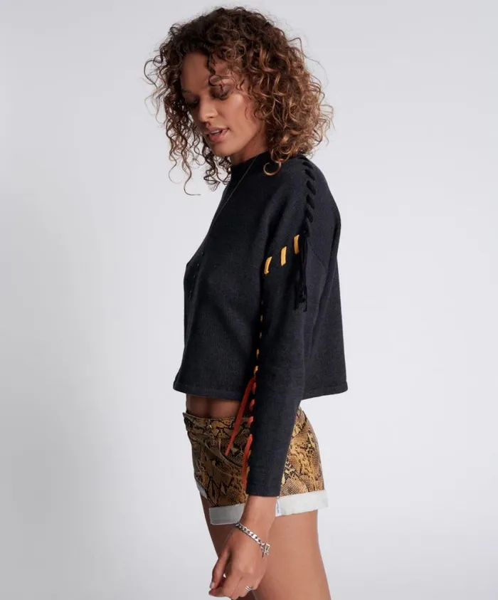 One Teaspoon Knitwear Women Stitched Up Crop Knit Sweater