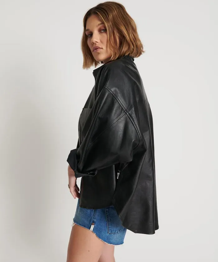 One Teaspoon Leather Jackets Women Last Kiss Leather Daria Shacket