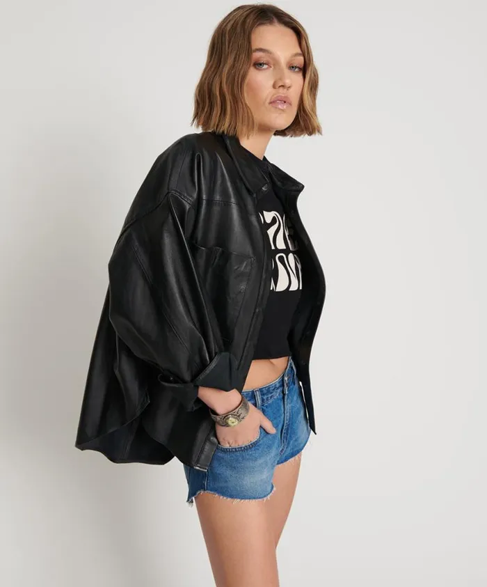 One Teaspoon Leather Jackets Women Last Kiss Leather Daria Shacket