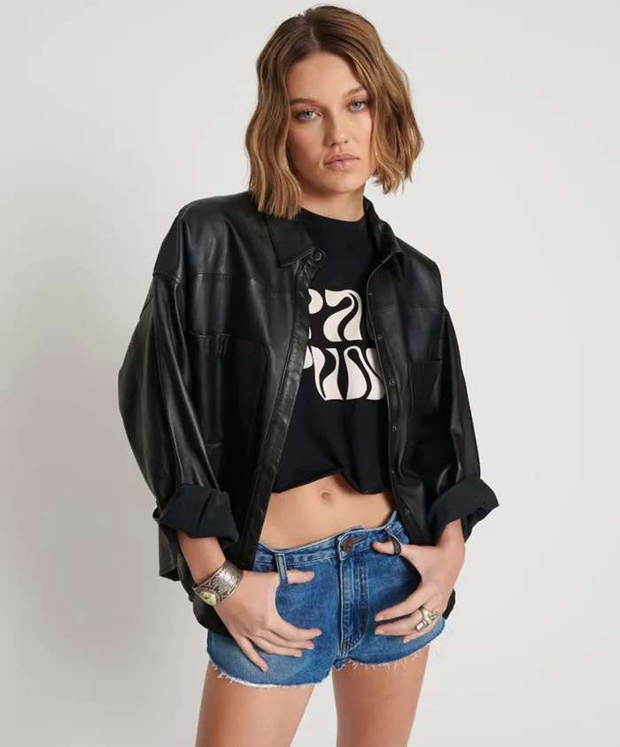 One Teaspoon Leather Jackets Women Last Kiss Leather Daria Shacket