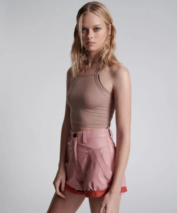 One Teaspoon Leather Women Pink Leather Streetwalker Shorts