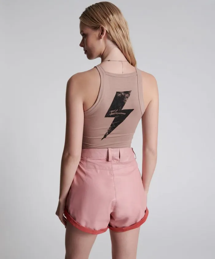 One Teaspoon Leather Women Pink Leather Streetwalker Shorts