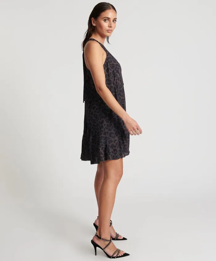 One Teaspoon Mini Dresses Women Dark Leopard Tiered Dress