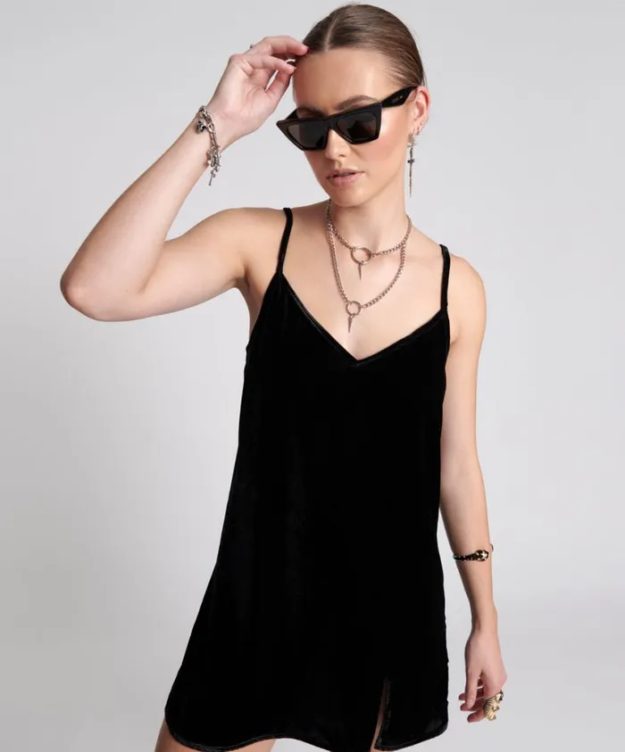 One Teaspoon Mini Dresses Women Velvet Lover Mini Slip Dress