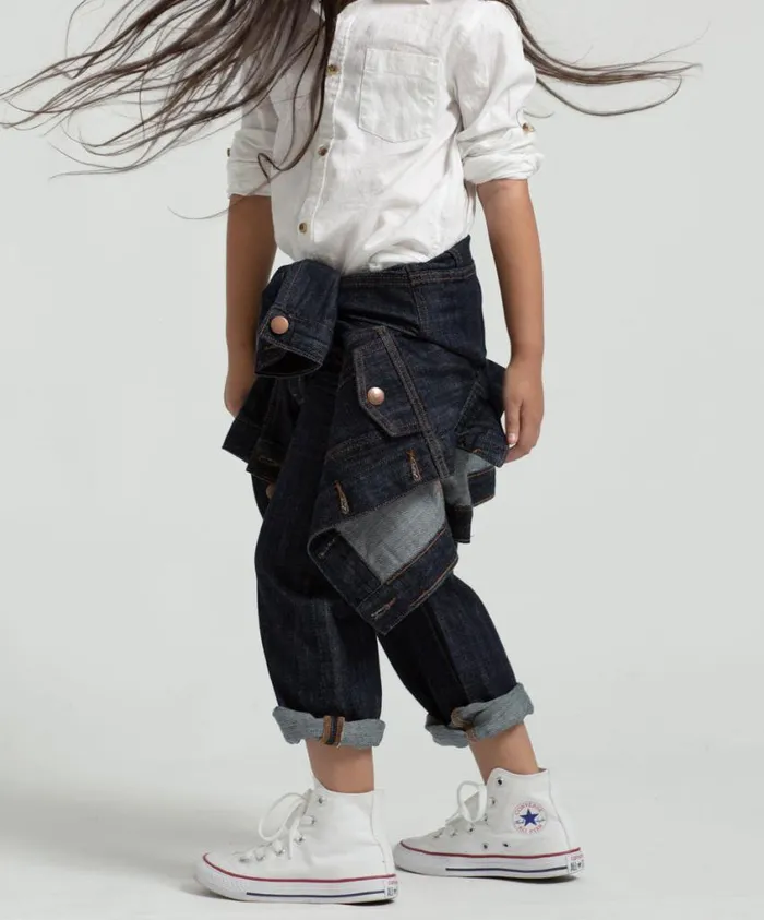 One Teaspoon Organic Tees Women Kids Raw Indigo Bandit Jean Blue