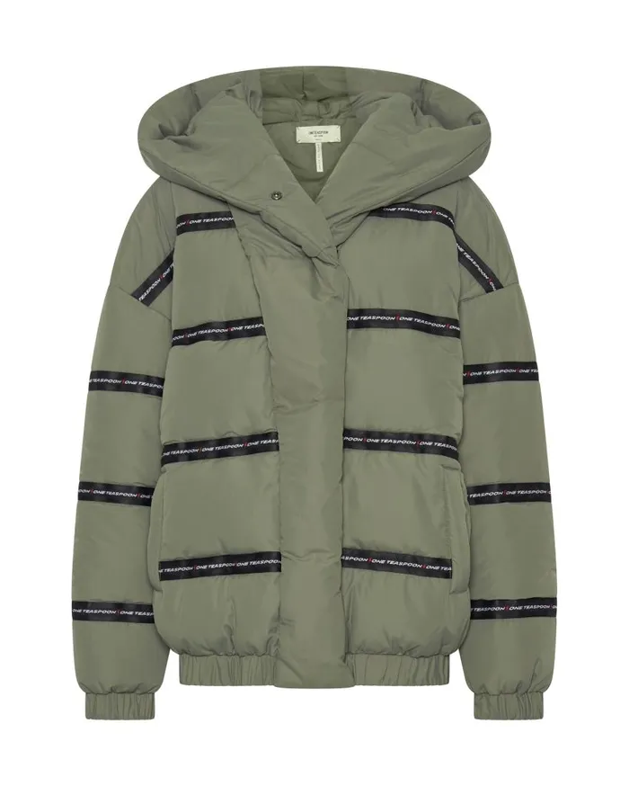 One Teaspoon Puffa Jackets Women Addicted Khaki Puffa Jacket